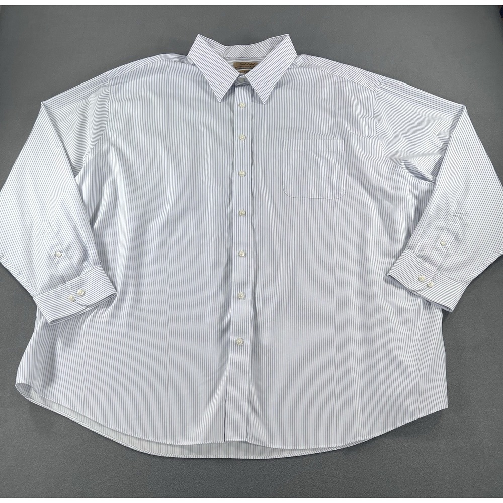 Roundtree & Yorke Gold Label 4X Non Iron Blue White Stripe Dress Shirt Mens